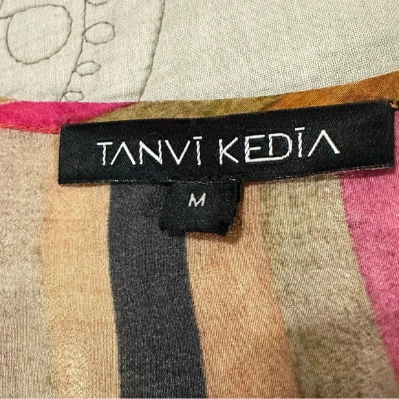 Anthropologie Tanvi Kedia Sunpass Beaded Dress Size M Rayon Pink Orange - Picture 8 of 13